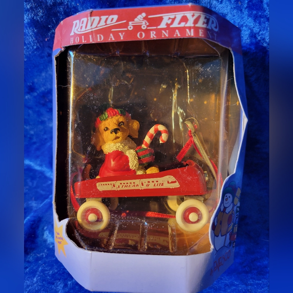Radio Flyer Holiday Ornament Dog In Wagon